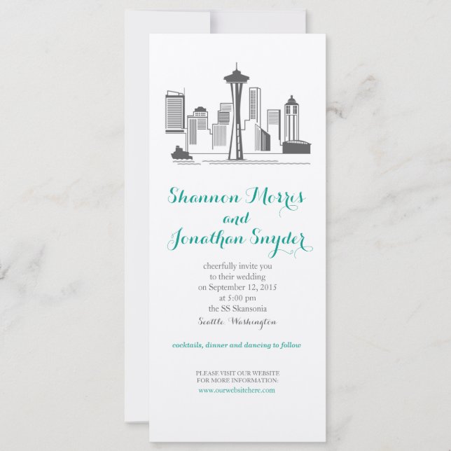Faire-part de mariage Skyline de Seattle City (Devant)