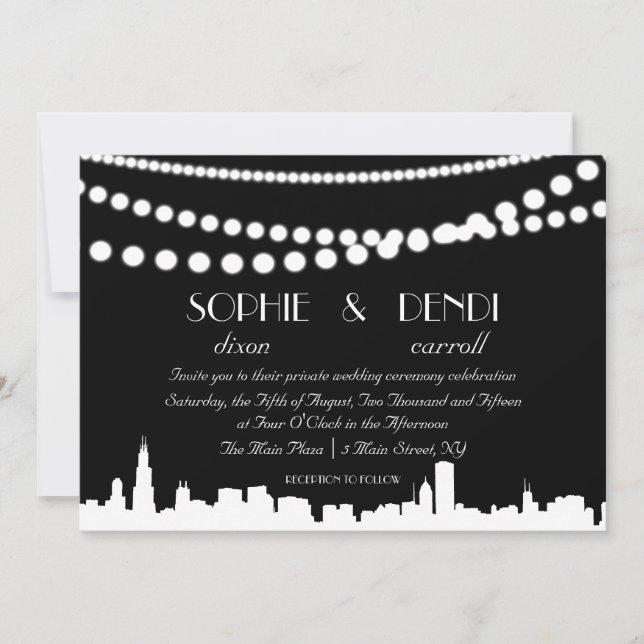 Faire-part de mariage Skyline de ville (Devant)