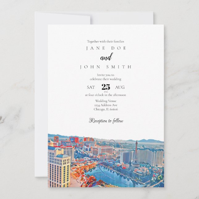 Faire-part de mariage Skyline Las Vegas (Devant)