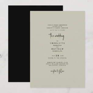 Faire-part de mariage sobre et sobre en bronze et