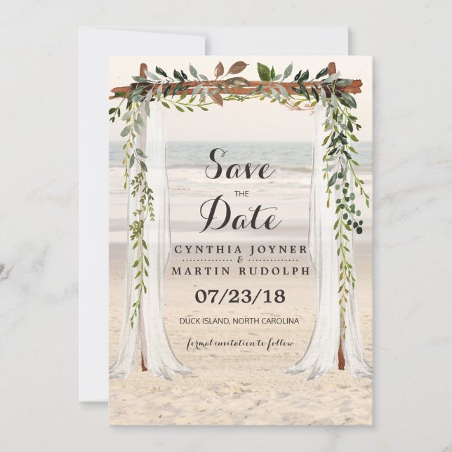 Faire-part de mariage sous l'arbre de plage (Devant)