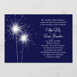 Faire-part de mariage Sparkler en bleu
