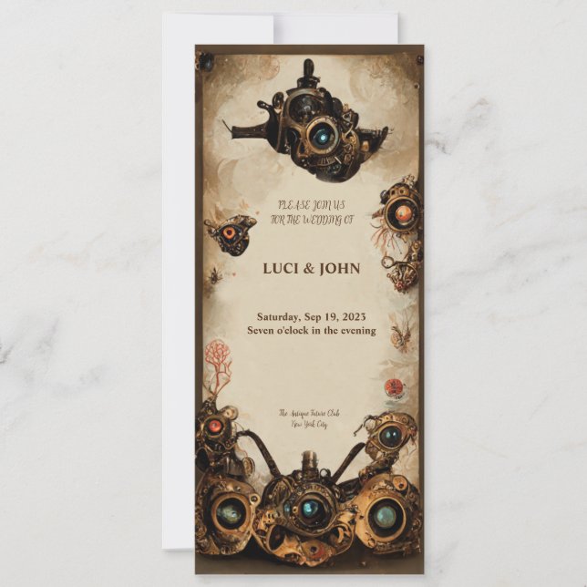 Faire-part de mariage Steampunk (Devant)