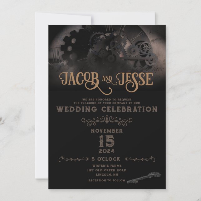 Faire-part de mariage Steampunk - Carte Plat (Devant)