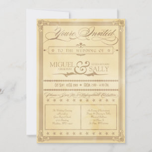Faire-part de mariage style affiche crème vintage
