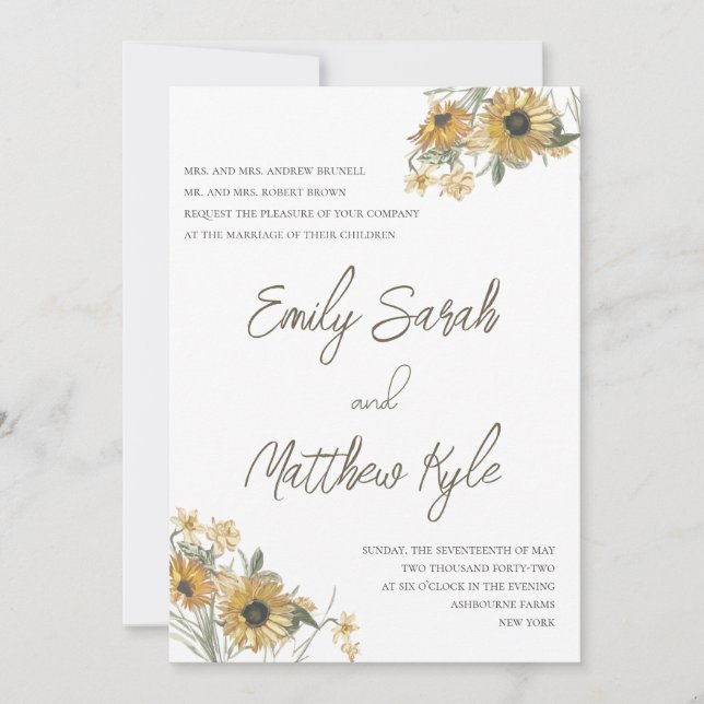 Faire-part de mariage Sunflower Dreams (Devant)