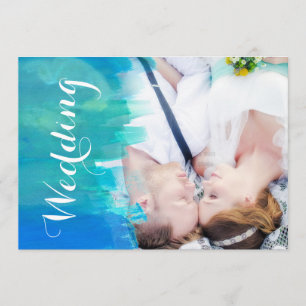 Faire-part de mariage sur la plage aquarelle moder