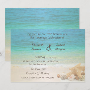 Faire-part de mariage sur la plage Coquillages