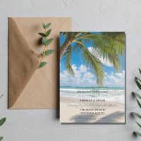 Faire-part de mariage sur la plage d'une île tropi