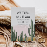 Faire-part de mariage sur le thème du cactus du dé