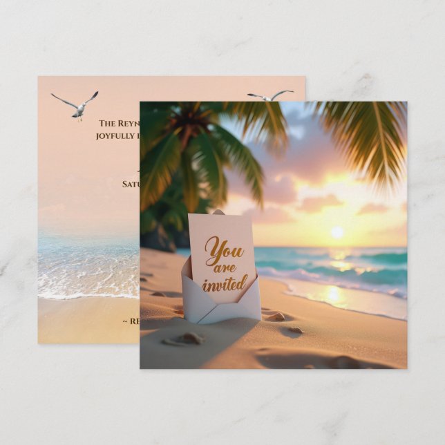Faire-part de mariage Sur une plage tropicale (Devant / Derrière)
