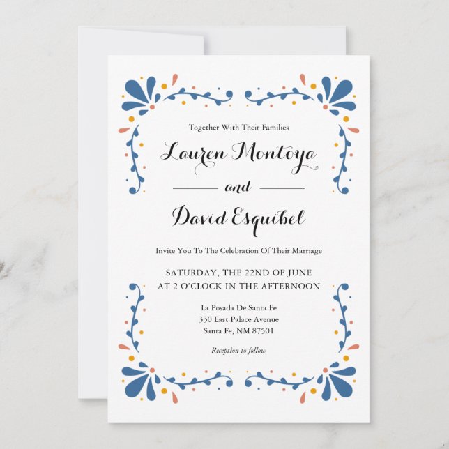 Faire-part de mariage Talavera mexicaine (Devant)