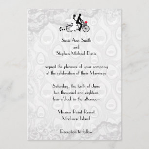 Faire-part de mariage tandem blanc argenté de