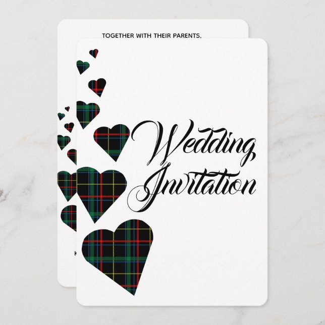 Faire-part de mariage Tartan vert (Devant / Derrière)