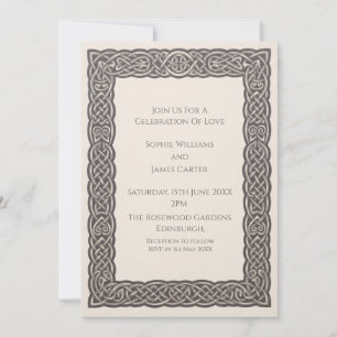 Faire-part de mariage Taupe Celtic Knot