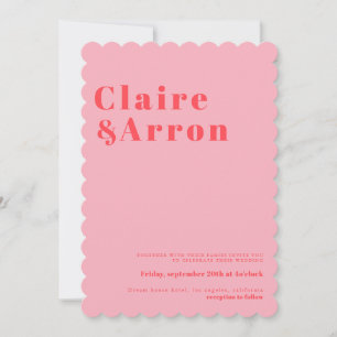 Faire-part de mariage tendance rose rouge