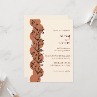 Faire-part de mariage Terracotta Botanical Circle