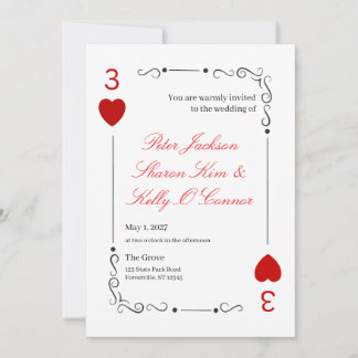Faire-part de mariage Throuple 3 de Cœurs