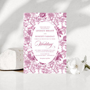 Faire-part de mariage Toile de Jouy rose rose roma