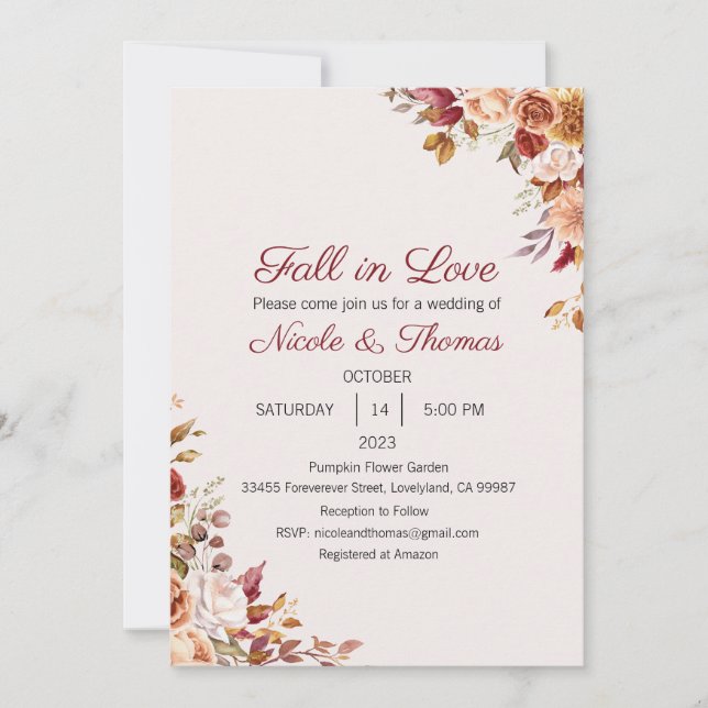 Faire-part de mariage, tomber dans l'amour Mariage (Devant)