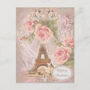 Faire-part de mariage Tour Eiffel Chic Shabby