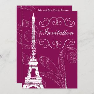 Faire-part de mariage Tour Eiffel Fuchsia