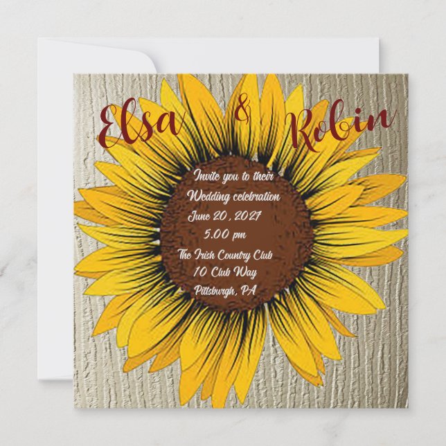 Faire-part de mariage tournesol (Devant)