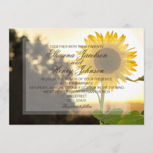 Faire-part de mariage tournesol et coucher de sole