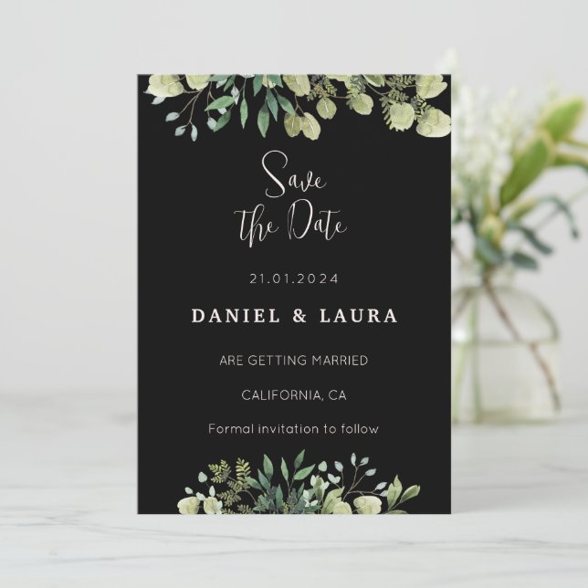 Faire-part de mariage tout en noir (Debout devant)