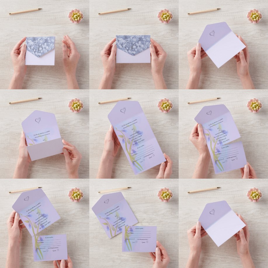 Faire-part de mariage tout-en-un Blue Bells