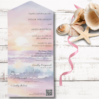 Faire-part de mariage tout-en-un coucher de soleil