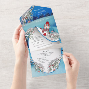 Faire-part de mariage tout-en-un Fantaisie hiverna