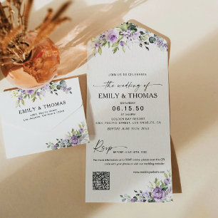 Faire-part de Mariage Tout en Un Fleur Romantique