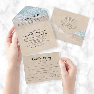Faire-Part de Mariage Tout en Un Plage Tropicale