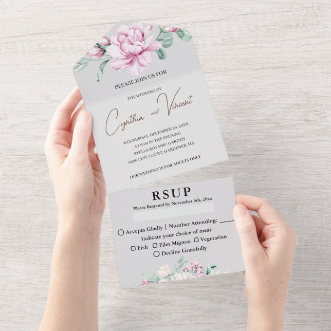 Faire-part de mariage tout-en-un pour adultes sans (Déchirure)