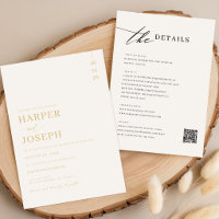 Faire-Part de Mariage Tout-en-Un Simples avec Code