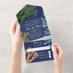 Faire-part de mariage tout-en-un sur la vie océani