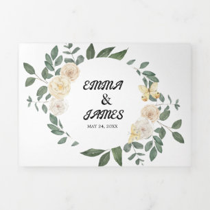 Faire-Part de Mariage Tout-en-un Triptyque Feuille