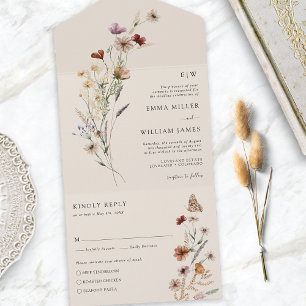 Faire-part de mariage tout-en-un Wildflower