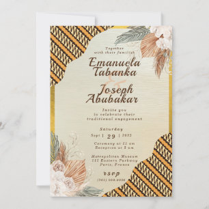 Faire-part de mariage traditionnel orange ivoire