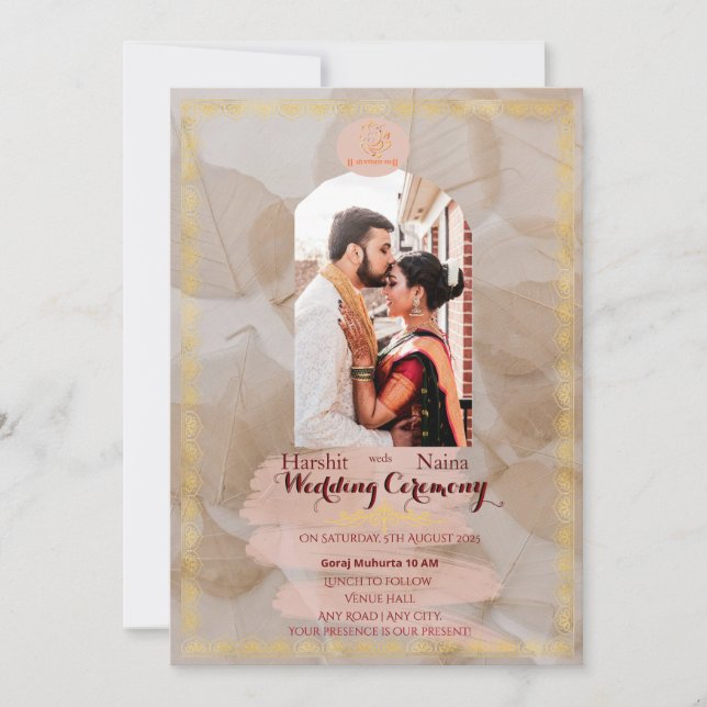 Faire-part de mariage traditionnelle indienne (Devant)