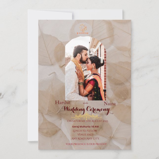 Faire-part de mariage traditionnelle indienne (Devant)