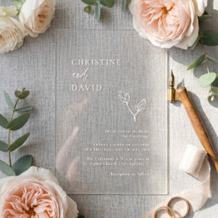 Faire-part de mariage transparent minimaliste bohè
