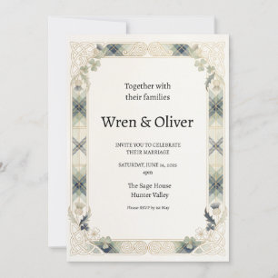 Faire-part de mariage trèfle chardon irlandais éco