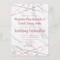 Faire-part de mariage triangulaire Rose Marbre bla