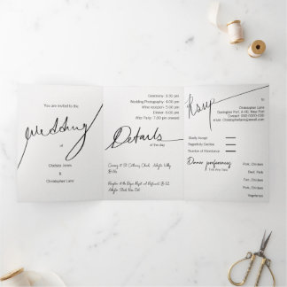 Faire-part de mariage triplé élégant personnalisé