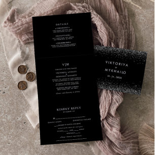 Faire-part de mariage triple pliage Parties scinti