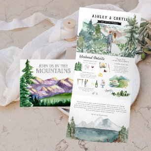 Faire-part de mariage triptyque en montagne rustiq