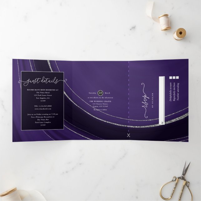 Faire-part de mariage triptyque en pierre d'agate  (Intérieur)
