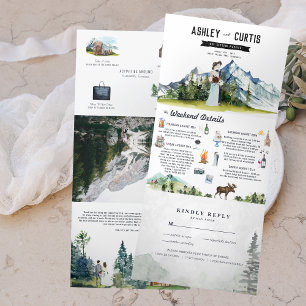 Faire-Part de Mariage Triptyque Montagnard Rustiqu